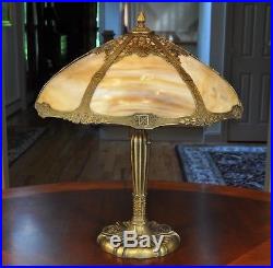 Large Antique Art Nouveau Slag Glass Lamp