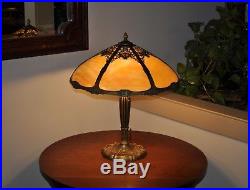 Large Antique Art Nouveau Slag Glass Lamp