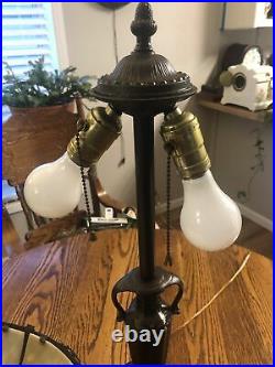 Large Antique Carmel Slag Glass Lamp
