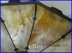Large Antique Curved Slag Glass Lamp Shade-8 Panel