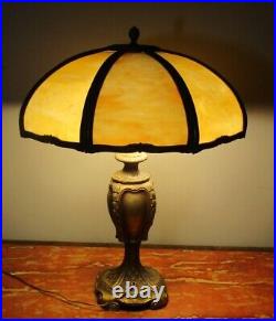 Large Antique Early 20th C. American Slag Glass Lamp c. 1910 Base has damage