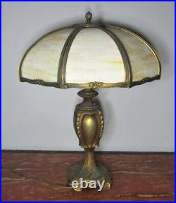 Large Antique Early 20th C. American Slag Glass Lamp c. 1910 Base has damage