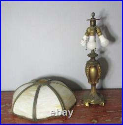 Large Antique Early 20th C. American Slag Glass Lamp c. 1910 Base has damage