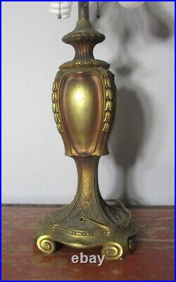 Large Antique Early 20th C. American Slag Glass Lamp c. 1910 Base has damage