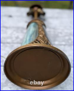 Large Antique Ornate Empire Reverse Painted Table Lamp Lighted Slag Glass Base