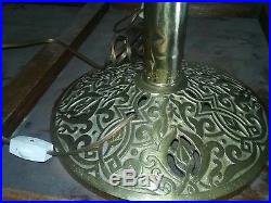 Large Antique Slag Glass Lamp. 17 Inch Diameter Shade At Bottom & 22 Inch Base