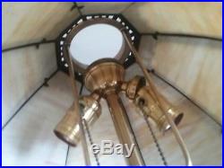 Large Antique Slag Glass Lamp. 17 Inch Diameter Shade At Bottom & 22 Inch Base