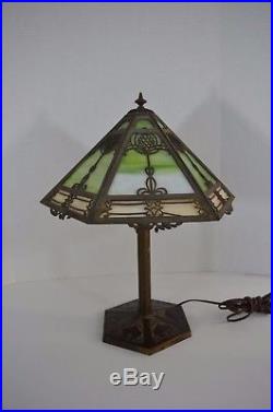 Large Art Nouveau Vintage Slag Glass Lamp Miller 1600