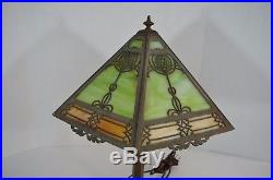 Large Art Nouveau Vintage Slag Glass Lamp Miller 1600