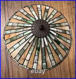 Large Arts Crafts Leaded Slag Glass Table Lamp Antique Tiffany Style Handel Ear Large Arts Crafts Leaded Slag Glass Table Lamp Antique Tiffany Style Handel Ear