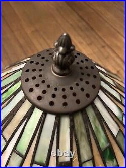 Large Arts Crafts Leaded Slag Glass Table Lamp Antique Tiffany Style Handel Ear Large Arts Crafts Leaded Slag Glass Table Lamp Antique Tiffany Style Handel Ear