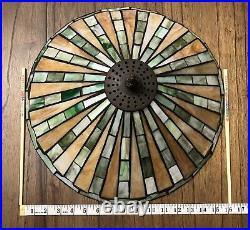 Large Arts Crafts Leaded Slag Glass Table Lamp Antique Tiffany Style Handel Ear Large Arts Crafts Leaded Slag Glass Table Lamp Antique Tiffany Style Handel Ear