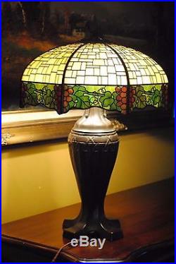 Large Arts&Crafts, Nouveau Era Handel Leaded Slag Glass Lamp