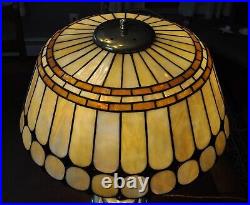 Large Arts and Crafts Antique 27 Duffner & Kimberly Leaded Lamp Slag Glass Lamp