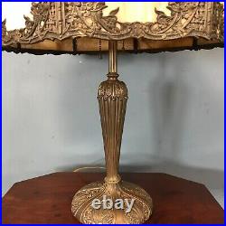 Large Early 1900s Art Nouveau Slag Glass Table Lamp