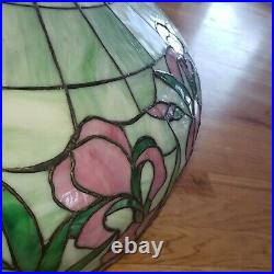 Large Floral Leaded Slag Stained Glass Lamp Shade Chandelier Handel Duffner