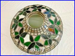 Large Leaded Stained Slag Glass Lampshade 22'' Diameter Vintage Handmade