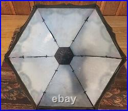 Large Obverse Painted Slag Glass Table Lamp