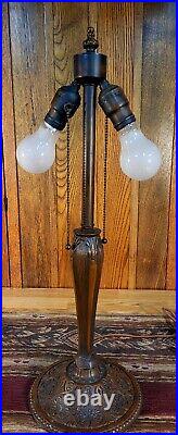 Large Obverse Painted Slag Glass Table Lamp