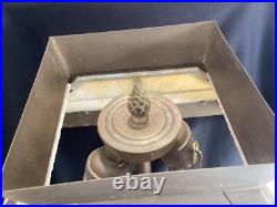 Large Oversized Vintage Stained Slag Glass Mission Oak Arts & Crafts Table Lamp