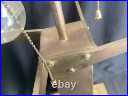 Large Oversized Vintage Stained Slag Glass Mission Oak Arts & Crafts Table Lamp