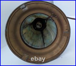 Large Slag Glass Table Lamp Lighted Base 21.5 AS IS Missing Parts