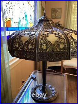 Large Slag Lamp Antique 10 Panel