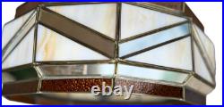 Large Vintage Slag Glass Hanging Lamp 15. X 14.5 Mirrored Panels