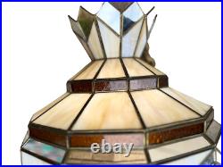 Large Vintage Slag Glass Hanging Lamp 15. X 14.5 Mirrored Panels