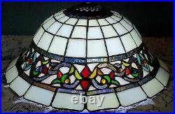 Large Vtg Tiffany Style Stained Slag Glass Lamp Shade Table Ceiling Art Craft