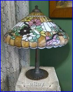 Large Wilkinson Leaded Glass floral Lamp Handel Tiffany Arts & Crafts slag era