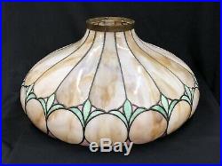 Large c. 1920s Slumped Slag Glass Leaded Glass Electric Hanging Lamp Shade NR EX