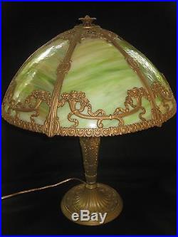 Large slag glass panel lamp Handel Tiffany era