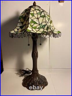 Lead and slag glass table lamp