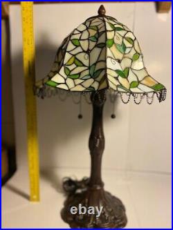 Lead and slag glass table lamp