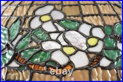 Leaded Slag Glass Table Lamp Banded Dogwood Floral Designs