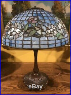 Leaded Vintage Slag Glass Lamp in the Style of Tiffany Studios Excellent Replica