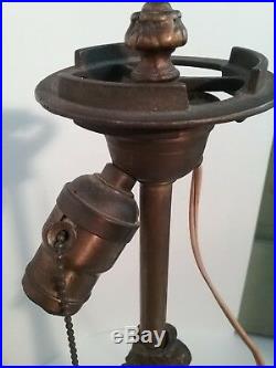 Leaded and Slag Caramel Glass Lamp A G Kaufman Powerlamp Antique Table Lamp