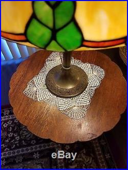 Leaded lamp, antique slag, stained glass arts and crafts, handel, whaley B&H era
