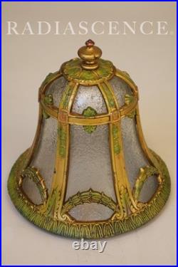 Lightolier Art Deco Urn Slag Glass Cold Painted Lantern Hanging Swag Lamp 1920's