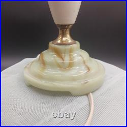 Lot of 2 Uranium Slag Glass Base Table Lamps Art Deco Antique Houze Akro Agate