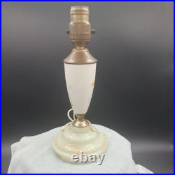 Lot of 2 Uranium Slag Glass Base Table Lamps Art Deco Antique Houze Akro Agate