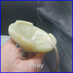 Lot of 2 Uranium Slag Glass Base Table Lamps Art Deco Antique Houze Akro Agate