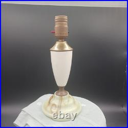 Lot of 2 Uranium Slag Glass Base Table Lamps Art Deco Antique Houze Akro Agate