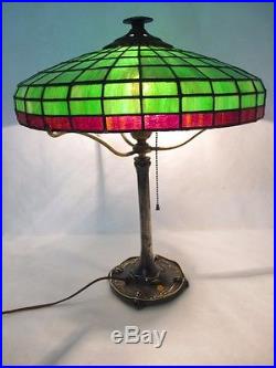 Magnificent C. 1910 Bradley And Hubbard Slag Leaded Glass Lamp
