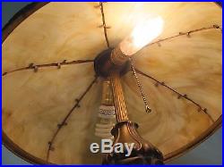 Magnificent Empire Of Chicago Art Nouveau Slag Glass Lamp