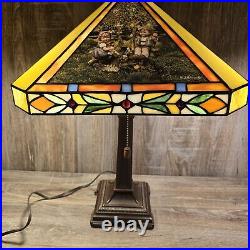 MI M. I. Hummel Stained Slag Glass Table Lamp Danbury Mint Goebel Tiffany Style