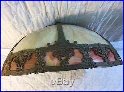 Magnificent Antique Bent Slag Panel Glass Lamp Shade Bradley & Hubbard E Miller