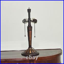 Matched Pair Bradley and Hbbard Slag Glass Panel Lamps