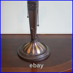 Matched Pair Bradley and Hbbard Slag Glass Panel Lamps